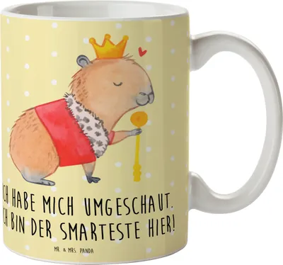 Produktbild von Mr. & Mrs. Panda Kaffeetasse Capybara König - Gelb Pastell - Geschenk, Tasse, Keramiktasse, Lustige Sprüche, schöne, Kaffeebecher, keramik