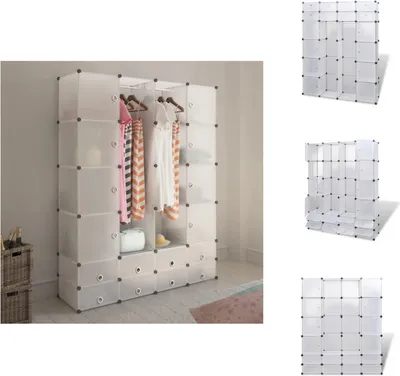 Produktbild von vidaXL Modularer Schrank mit 18 Fächern Weiß 37x146x180,5 cm -  Kleiderschränke