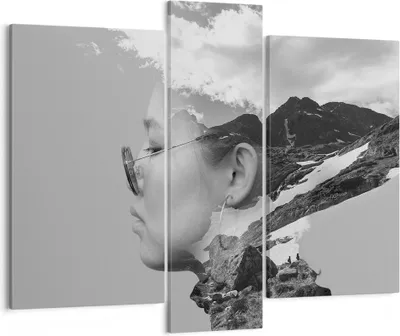 Produktbild von Bild auf Leinwand - Leinwandbild - 3 Teile - Frau modern schwarz und weiß - 95x80cm - Wand Bild - Wanddeko - Wandbilder - Leinwanddruck - Bilder - Wanddekoration - Leinwand bilder - CB95x80-4571