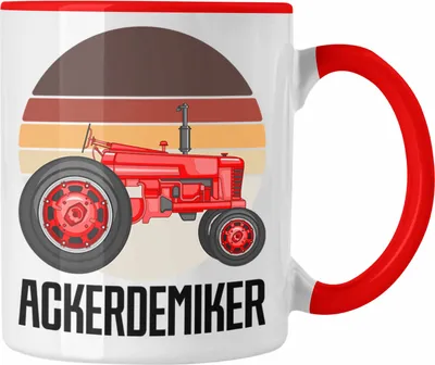 Produktbild von Trendation - Ackerdemiker Tasse Geschenk für Landwirt Kaffee-Becher Geschenkidee Bauer Landwirtin Bauernhof Acker (Rot)