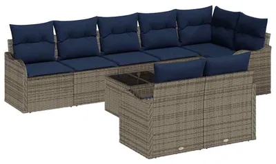 Produktbild von vidaXL Gartensofa-set 9 stk. Grau Poly-Rattan