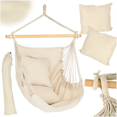 Immagine prodotto di Sedia brasiliana con poggiapiedi, sdraio sospesa, altalena da 130 cm, beige