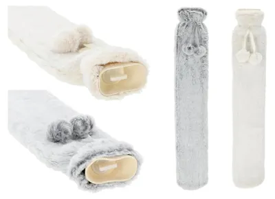 Produktbild von Wärmflasche mit weißem Fellbezug 72cm Schlauchform für den Winter