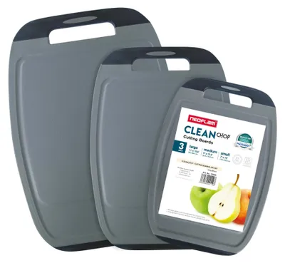 Produktbild von Neoflam - BiJu Antibakterielles Schneidebrettset, 3tlg. - Grau/Schwarz