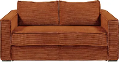 Produktbild von Schlafsofa mit Matratze 3-Sitzer - Cord - Terrakotta - Liegefläche 140 cm - Matratze 22 cm mit Memory-Schaum - LORETO