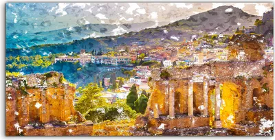 Produktbild von Coloray Acrylbild 120x60  Wandbild Acrylbilder Malerei Die Ruinen Architektur Theater
