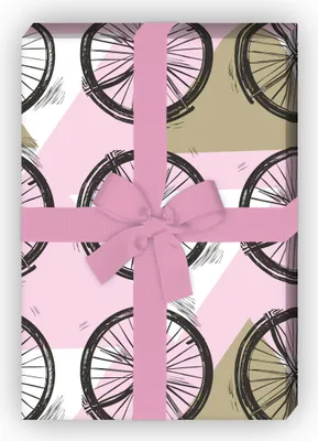 Produktbild von Cooles, grafisches Geschenkpapier Set mit Dreiecken und Rädern, rosa - G12284, 32 x 48cm
