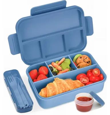Produktbild von Brotdose mit Fächern 1300ML Dunkelblau Auslaufsicher für Kinder & Erwachsene