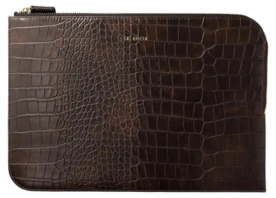 Productafbeelding van Selencia Croco Laptophoes 14 inch - Laptopsleeve - Choco Brown