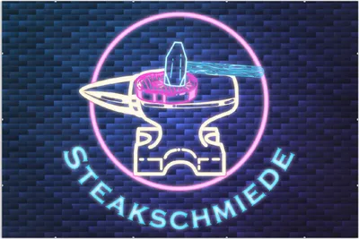 Produktbild von Wallario Wandbild Steakschmiede, Größe: 61 x 91,5 cm, Poster mit rahmenlosen Bildhalter