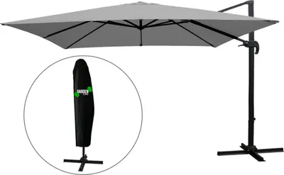 Obrázek produktu pro Zahradní slunečník s ochranným obalem ROMA 300 x 300 cm šedý