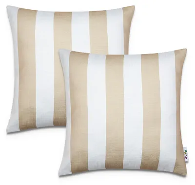 Produktbild von 2er Set Kissenbezug 45x45 Dekokissen Kissenhülle Streifen Indoor Outdoor Deko