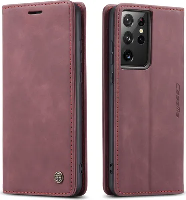 Obrázek produktu pro Samsung Galaxy S21 Ultra 5G Case, LaimTop RetroPolyuretankožené pouzdro s funkcí stojánku Ochranné pouzdro pro Samsung Galaxy S21 Ultra 5G Red