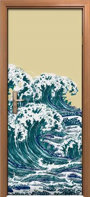 Produktbild von Türposter 80x200 cm Türaufkleber Türtapete Türfolie Klebefolie   Meereswellen Handgezeichnet