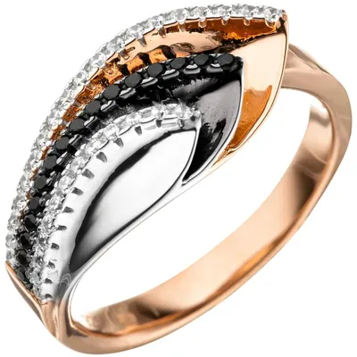 Image de Bague pour femme, en argent 925 rhodié et plaqué or, avec zircone, tricolore. Circonférence intérieure : 50 mm (environ 15,9 mm de diamètre)