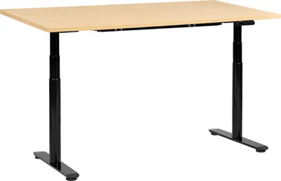 Zdjęcie produktu dla BELIANI Regulowane biurko jasnobrązowy blat czarna stalowa rama 160 x 72 cm elektryczna zmiana wysokości okrągłe nóżki nowoczesny design