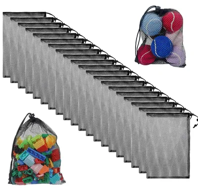 Netzbeutel mit Kordelzug, 20 Stück, 30 x 20 cm, Polyester