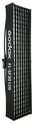 Produktbild von Godox FL-SF30120, Schwarz, Silber, 300 mm, 1200 mm, - Godox Softbox with Grid for Flexible LED Panel FL150R - Front Diffuser - Fabric Grid - Carrying...