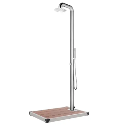 Obrázek produktu pro Zahradní sprcha s hnědou základnou 230 cm nerezová ocel