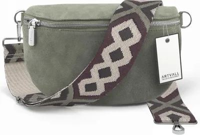 Produktbild von ARTVALL - Umhängetasche aus Wildleder, Klein mit verstellbarem Schultergurt, abnehmbares Taschenband, Crossbody Bag in Grün