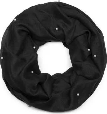 Produktbild von styleBREAKER Damen Loop Schal mit Perlen Applikation, Unifarben, Leichter Schlauchschal Einfarbig, Tuch 01016168