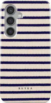 A close-up view of a phone case with a striped pattern.