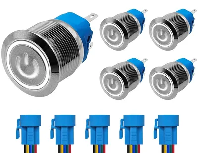 Produktbild von ProRide Drucktaster ON/OFF 22 mm Metall, wasserdicht, LED, 5 Stück