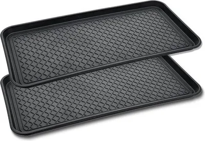 Obrázok produktu pre Regál na topánky, 60 x 40 x 3 cm, odkvapová lišta, čierny, veľký, vhodný do snehu a dažďa