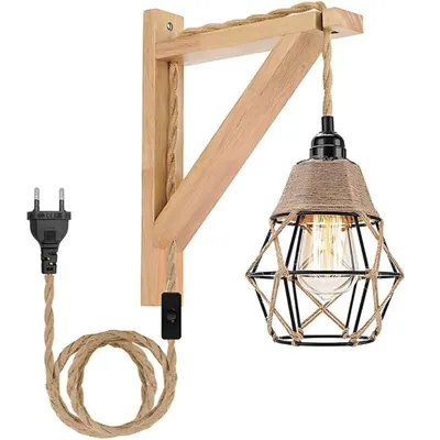 Produktbild von Wandleuchte Innen Vintage mit Kabel Stecker E27 Boho Wandlichte Innen für Schlafzimmer Treppenhaus Korridor Nachttischlampen