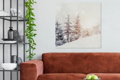 Produktbild von MuchoWow® - Leinwandbilder - Baum - Schnee - Winter, Wandbild, Wanddeko Bilder Wohnzimmer, 90x90 cm