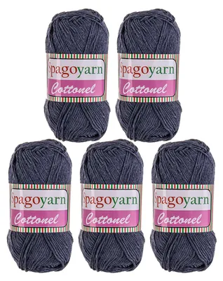 5 x 100g Strickgarn Cottonel Uni Häkelwolle Handstrickgarn schiefergrau