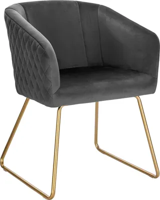 Produktbild von WOLTU Esszimmerstühle Küchenstuhl Polsterstuhl Wohnzimmerstuhl Sitzfläche aus Samt, Metall Gold Beine, Dunkelgrau