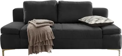 Produktbild von Schlafsofa - Schwarz - Mikrofaser - mit Gästebettfunktion und Bettkasten - mit Kissen