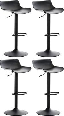 Immagine prodotto di set di 4 sgabelli da bar - Sgabello da bar - Regolabile in altezza, girevole a 360° | Colore: nero