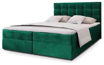 Produktbild von Masseno Boxspringbett GLOS K 180x200 cm Komplett-Set mit Bonell Matratze und Topper, Polsterbett mit Bettkästen -Grün, KRONOS 19