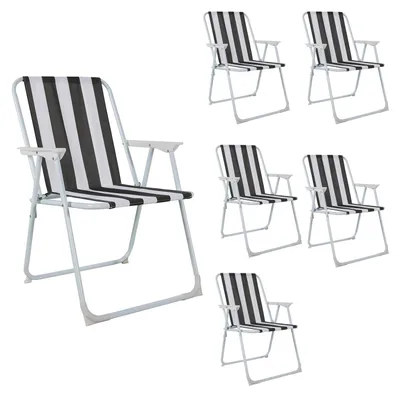 6 Stück Campingstuhl Outdoor Klappstuhl Regiestuhl Gartenstuhl Anthrazit/Weiß
