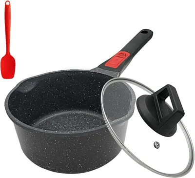 Produktbild von Stieltopf 18 cm mit Deckel, 2 L, Antihaftbeschichtung, für Küche, abnehmbarer Griff, schwarz