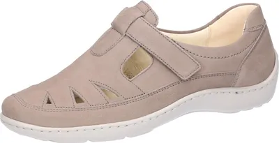 Produktbild von Waldläufer Henni, Damen Nubukleder Halbschuhe in beige, Extra-Weite H, herausnehmbares Fußbett