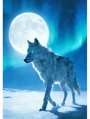 Diamantmalerei Wolf 30x40 cm, 5D-Bastelset, Mondlandschaft