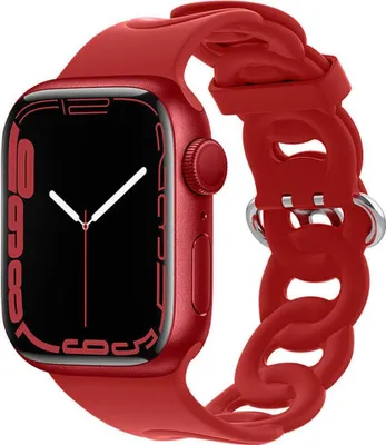 Produktbild von Strap-it Apple Watch Silikon Kettenarmband (Rot) - Große: 38 - 40 - 41mm