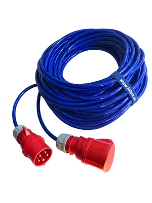 Obrázok produktu pre Predlžovací kábel z PUR H07BQ-F 5x2,5 mm² 16 A, 5-pólový, modrý, 5 m