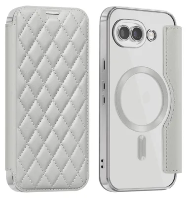 Image de Coque MagSafe pour Google Pixel 10a avec protection RFID pour l'appareil photo, motif losange, blanc
