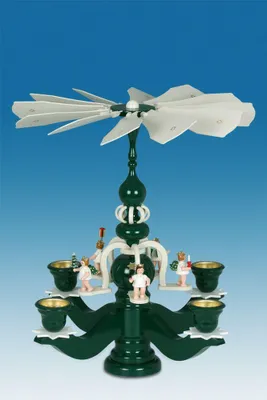 Produktbild von Tischdekoration Pyramide mit Engel grün Höhe 45cm NEU