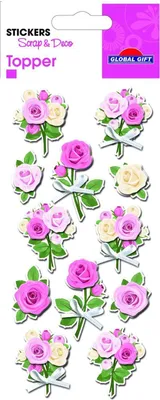 Immagine prodotto di 12 adesivi 3D - Rose e fiocchi
