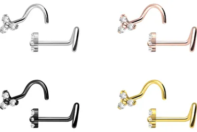 Produktbild von Nasenpiercing, Nasenstecker Titan Nasenstecker Spirale KRISTALLBLUME