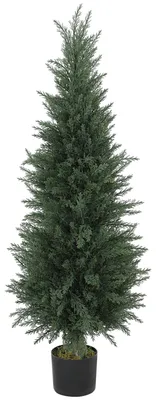 Image de Plante artificielle en forme de cyprès, avec 638 feuilles, présentée dans un pot. Couleur : vert. Dimensions : 40 x 40 x 120 cm