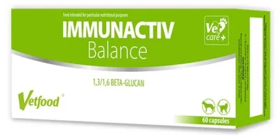 Produktbild von Vetfood Immunactiv Balance Nahrungsergänzungsmittel für Hunde und Katzen zur Stärkung des Immunsystems, 60 Kapseln.