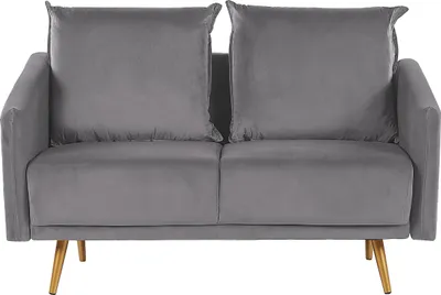 Produktbild von BELIANI Sofa Grau Samtstoff 2-Sitzer 130 x 78 x 68 abnehmbare Kissenbezüge Minimalistisch Retro Wohnzimmer Flur Arbeitszimmer Modernes Design