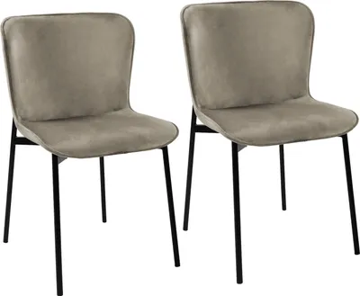 Produktbild von SVITA MARY 2er Set Esszimmerstuhl mit Polsterung aus Samt in Taupe/Schwarz