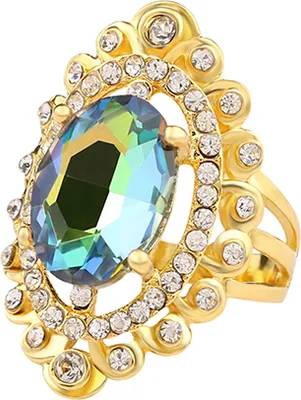 Produktbild von Frauen Regenbogen Farbe Big Ellipse Glas Strass Hohl Party Ring Geschenk Schmuck-20mm